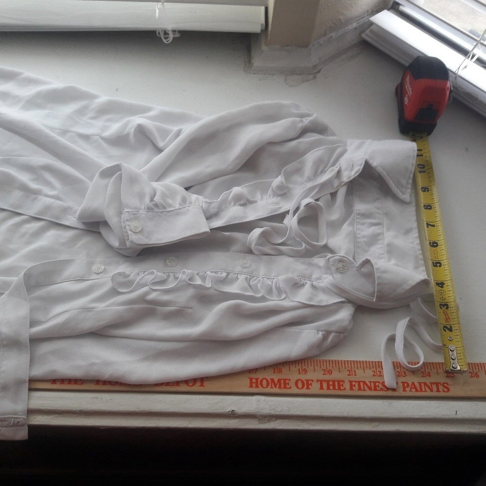 White  off-white Long sleeve silk liked shirt